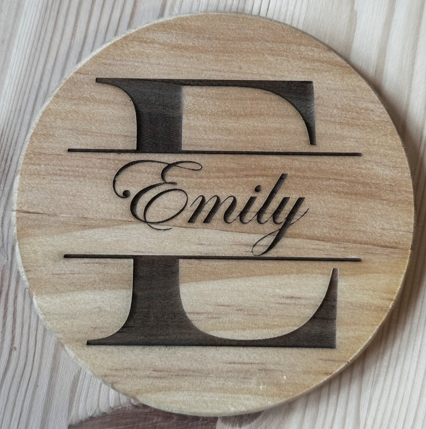 Personalised Wooden Name Coaster - Custom Engraved Drink Coaster for Home or Gifts