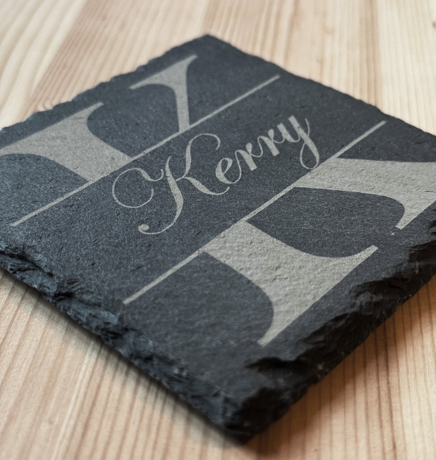 Personalized Slate Coaster with Custom Name – Rustic Drink Coaster, Perfect Gift for Home, Weddings, and Housewarming