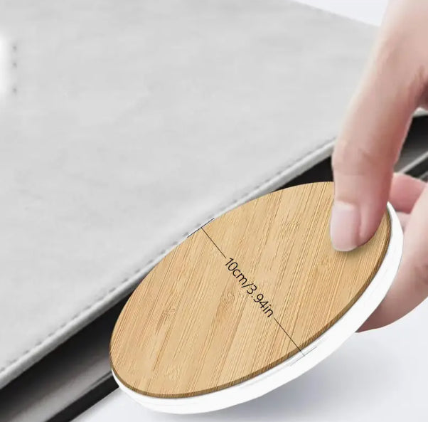 15W Fast Wireless Charger Pad with Wood Texture – Custom Logo & Message