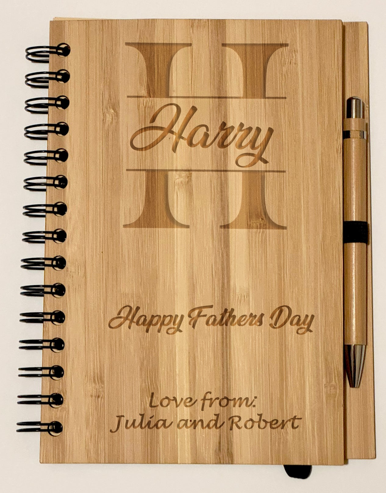 Personalised Bamboo Notebook & Pen Set | Custom Engraved | 21x15cm (8.27” x 5.91”) | Eco-Friendly & Sustainable