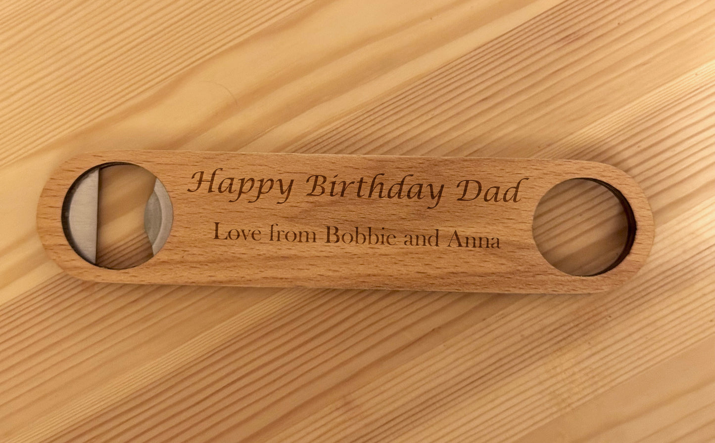 Personalised Beech Wood Bottle Opener with Engraving Options – Customised Gift for Home Bars and Parties