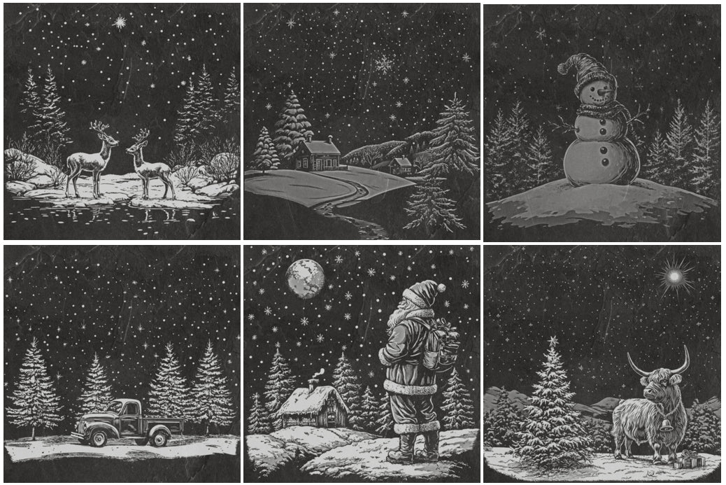 Christmas Slate Coaster Pack (set of 6)