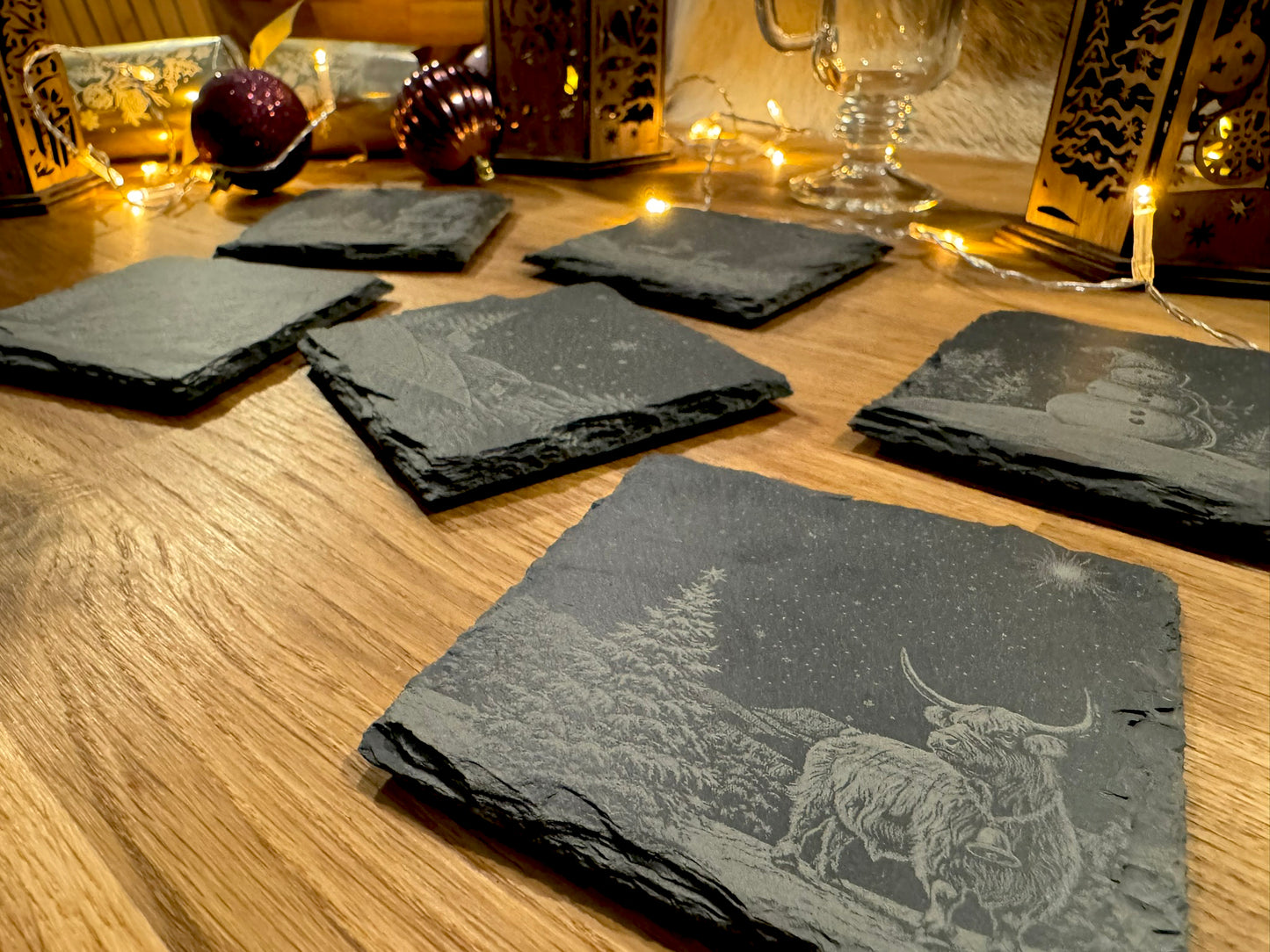 Christmas Slate Coaster Pack (set of 6)