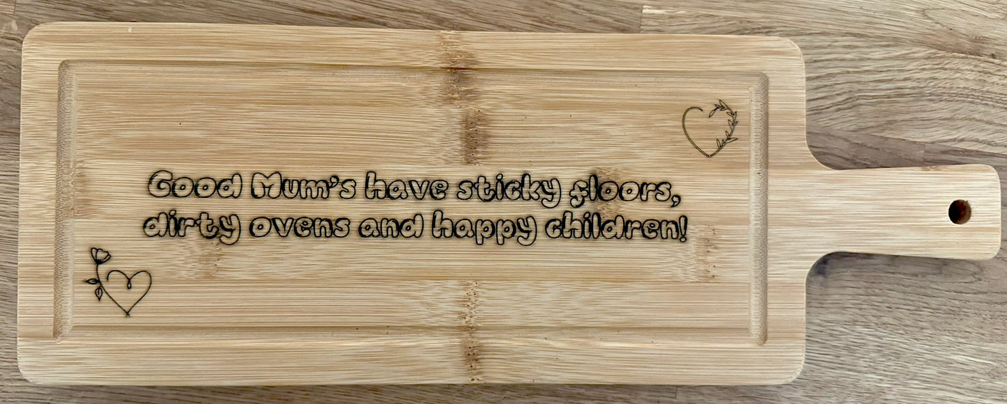 Thick Custom Engraved Bamboo Cutting Board – Perfect Gift for Moms, Children, Dads, Family Humour Decor