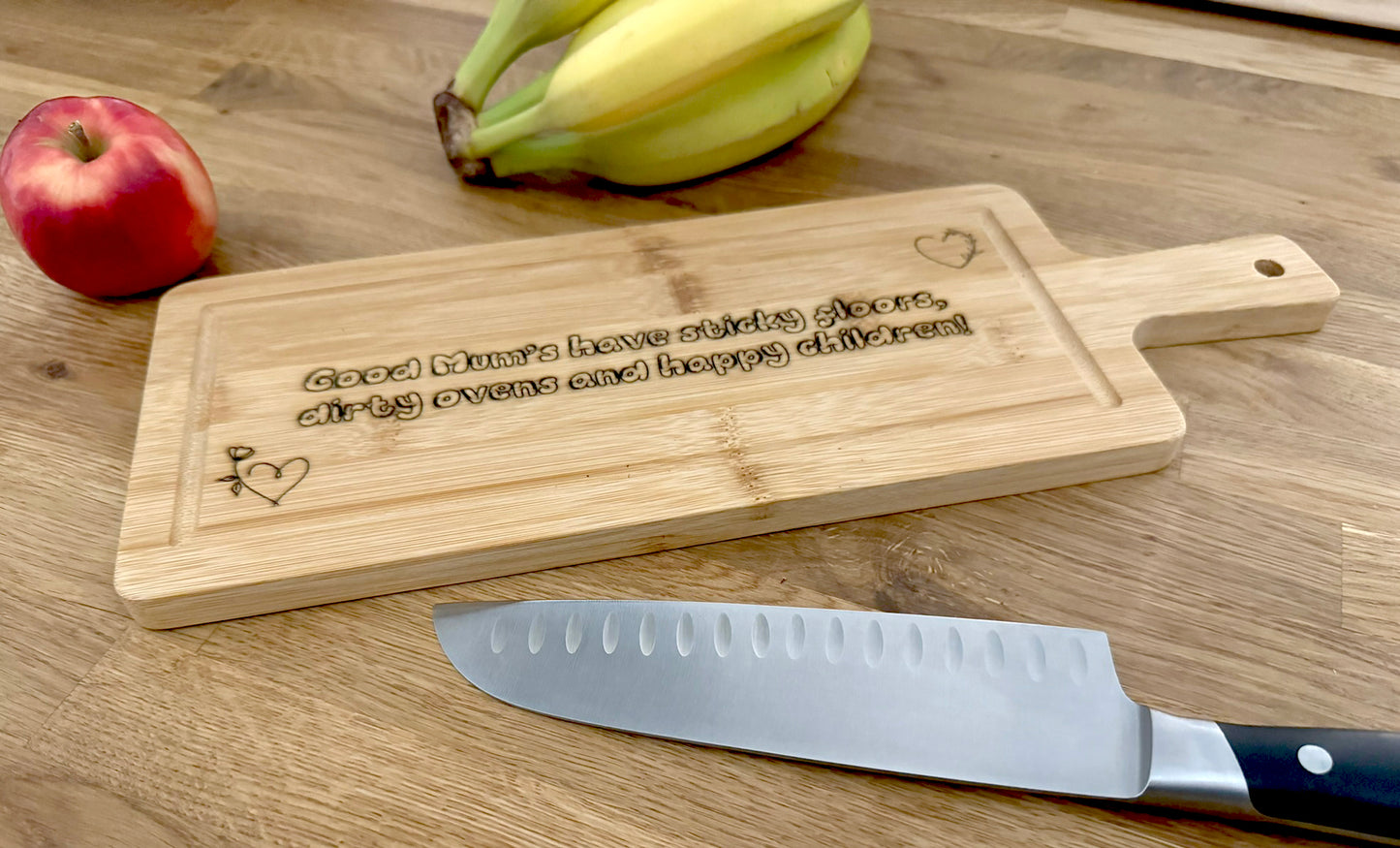 Thick Custom Engraved Bamboo Cutting Board – Perfect Gift for Moms, Children, Dads, Family Humour Decor