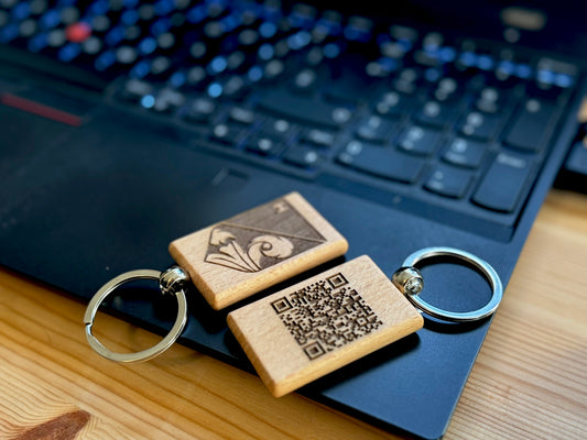 Custom Engraved Hardwood Key Fob with Logo and Optional QR Code – Premium Personalised Keychains for Businesses and Hotels