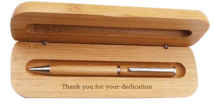 Custom Engraved Bamboo Pen and Case Set | Corporate Gifts | Branded Promotional Item