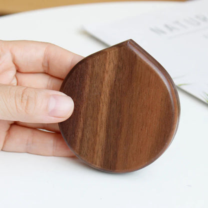 Personalised Solid Wood Pocket Mirror - Natural Dark Stain | Compact & Stylish