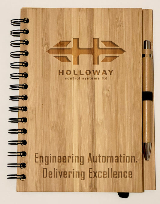Engraved Bamboo Notebook & Pen Set | Custom Branded | 21x15cm (8.27” x 5.91”) | Sustainable Corporate Gifts