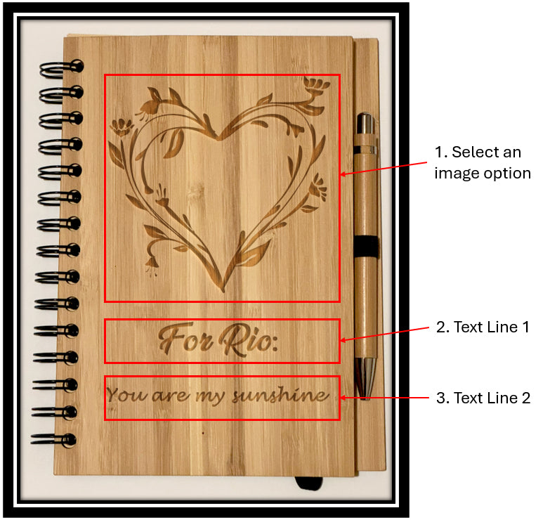 Personalised Bamboo Notebook & Pen Set | Custom Engraved | 21x15cm (8.27” x 5.91”) | Eco-Friendly & Sustainable