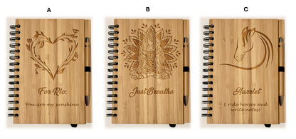 Personalised Bamboo Notebook & Pen Set | Custom Engraved | 21x15cm (8.27” x 5.91”) | Eco-Friendly & Sustainable