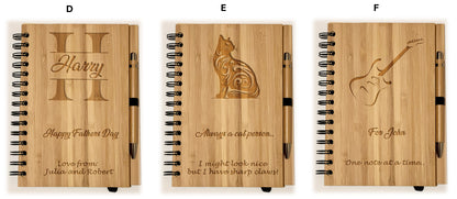 Personalised Bamboo Notebook & Pen Set | Custom Engraved | 21x15cm (8.27” x 5.91”) | Eco-Friendly & Sustainable