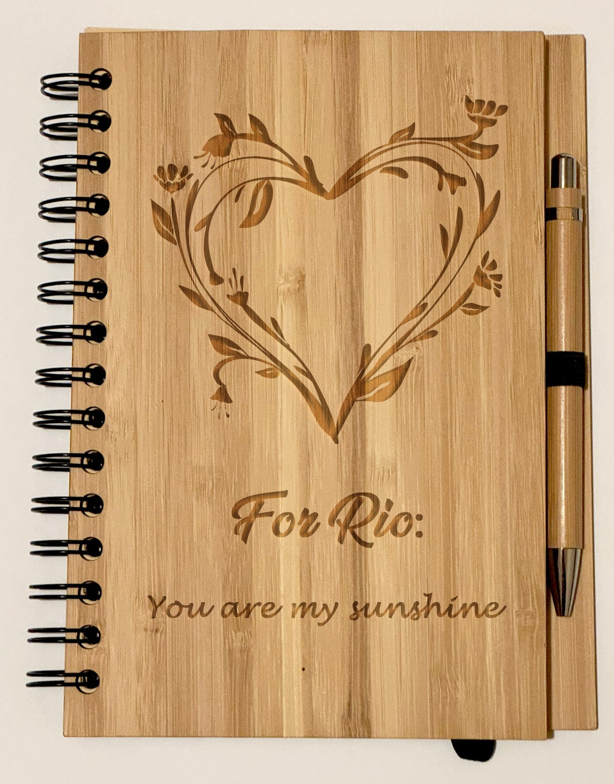 Personalised Bamboo Notebook & Pen Set | Custom Engraved | 21x15cm (8.27” x 5.91”) | Eco-Friendly & Sustainable