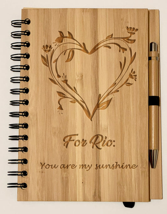 Personalised Bamboo Notebook & Pen Set | Custom Engraved | 21x15cm (8.27” x 5.91”) | Eco-Friendly & Sustainable