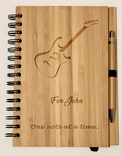 Personalised Bamboo Notebook & Pen Set | Custom Engraved | 21x15cm (8.27” x 5.91”) | Eco-Friendly & Sustainable