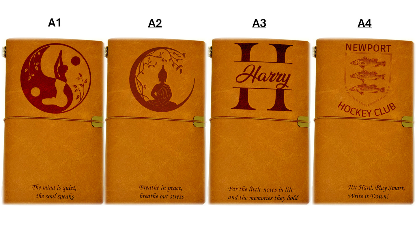 Premium Pleather Notebook with Personalised Engraving | 12x20cm (4.72” x 7.87”) | Customisable with 8 Variants
