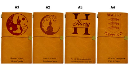 Premium Pleather Notebook with Personalised Engraving | 12x20cm (4.72” x 7.87”) | Customisable with 8 Variants